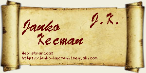 Janko Kecman vizit kartica